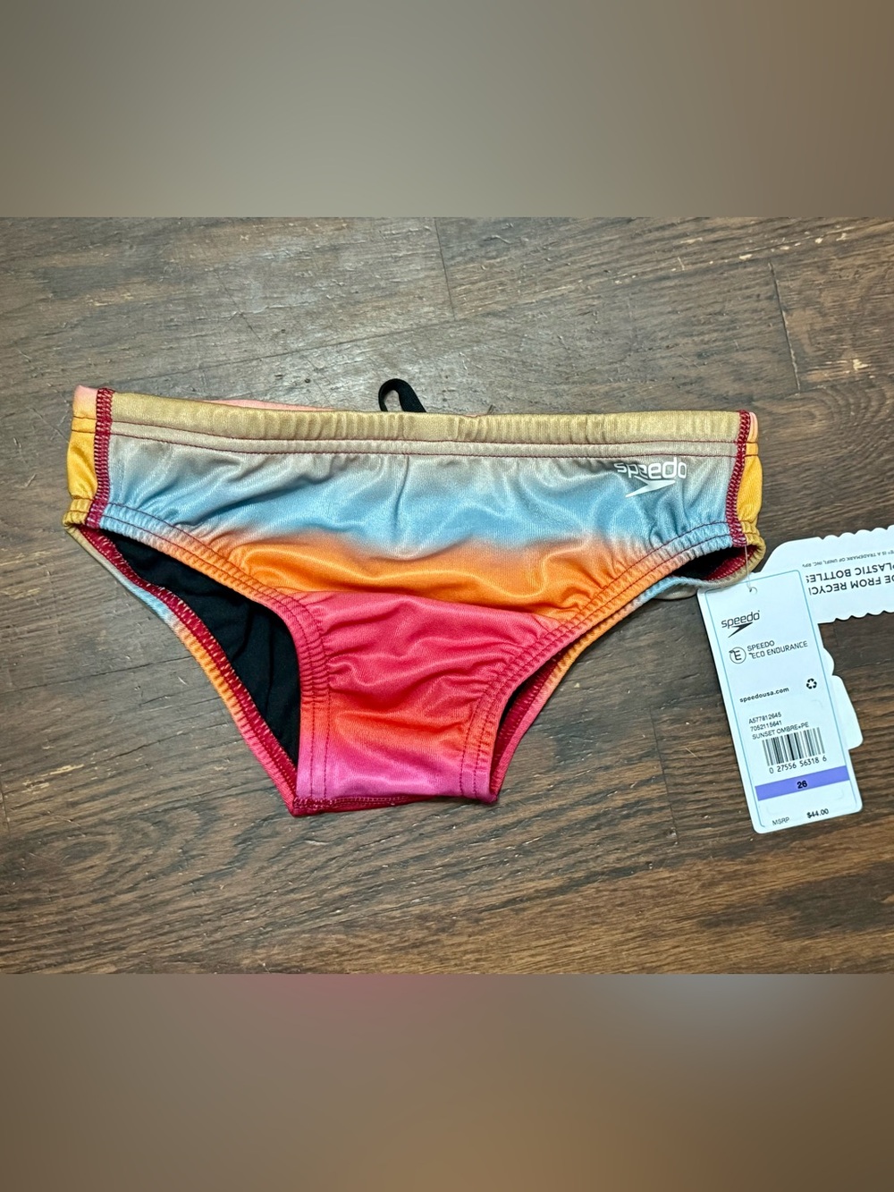 Speedo Sunset Ombre Swim Briefs - Pink, Orange, Blue